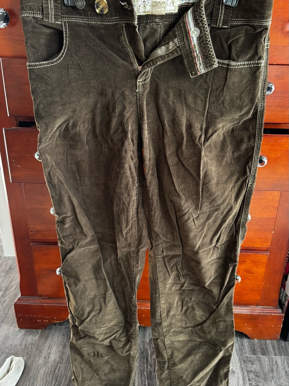 Anthropologie Olive Brown Corduroy Wide-Leg Jeans